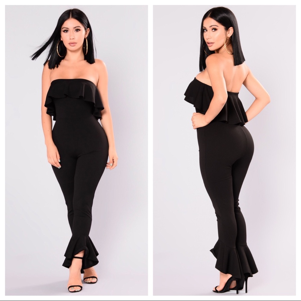 Fashion Nova Black Arleen Ruffle Jumpsuit Small